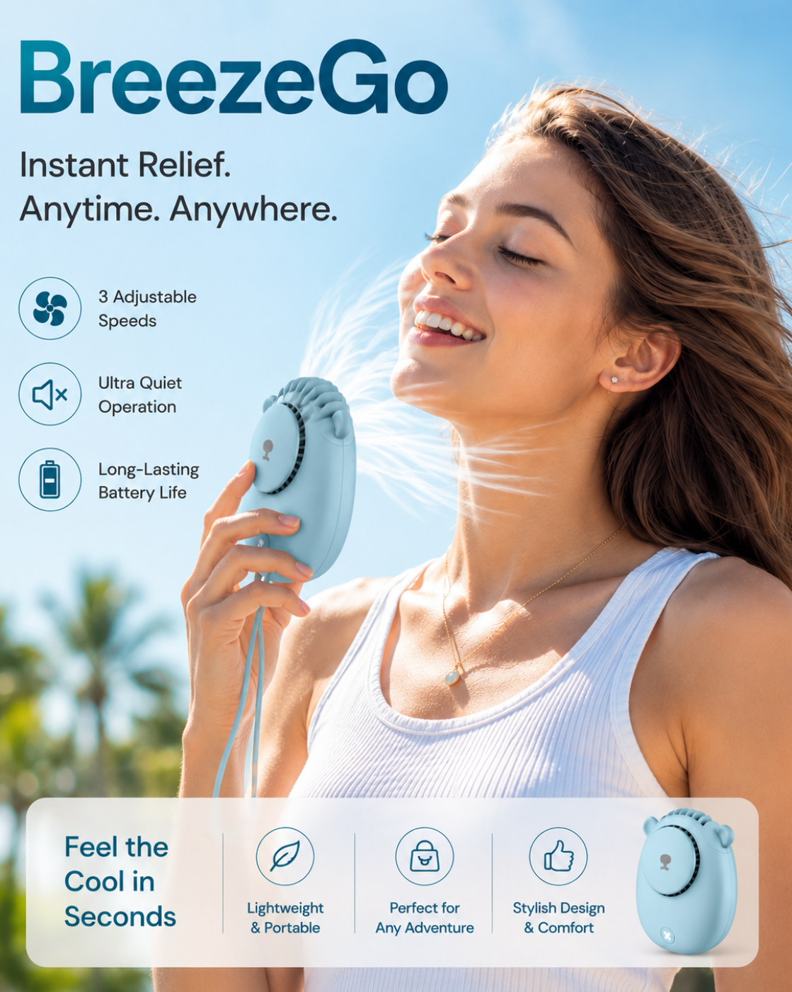 BreezeGo™ -  Portable Cooling Fan
